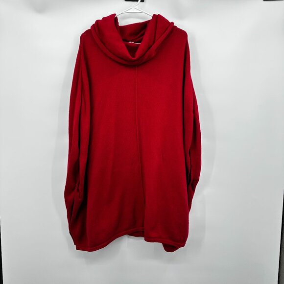 J. Jill Sweaters - Pure Jill J Jill Cotton Cashmere Red Turtleneck Poncho Sweater MEDIUM/LARGE
